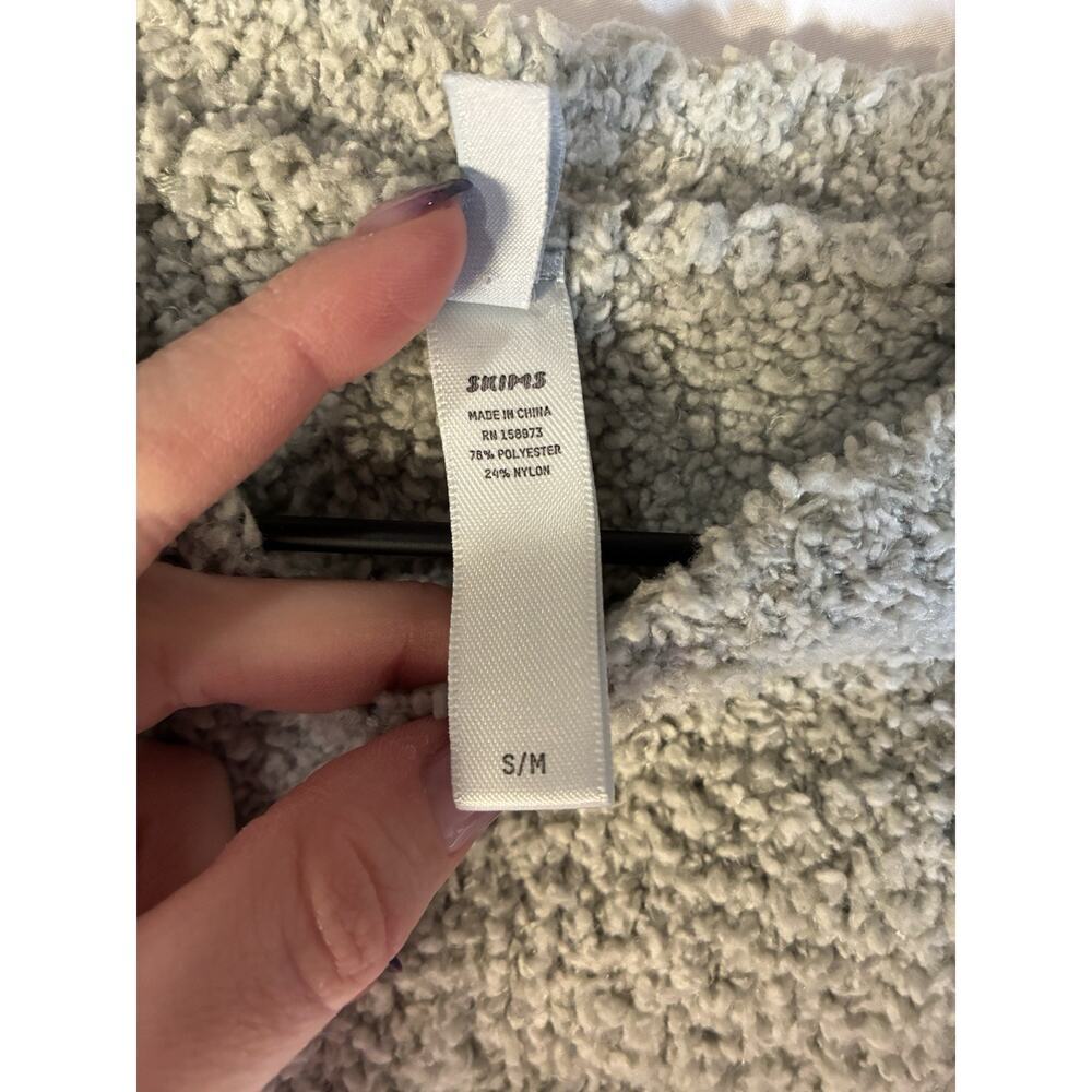 SKIMS Cozy Fuzzy Knit Cropped T Shirt Gray Size S/M Stretch Sherpa Lounge - Picture 3 of 4